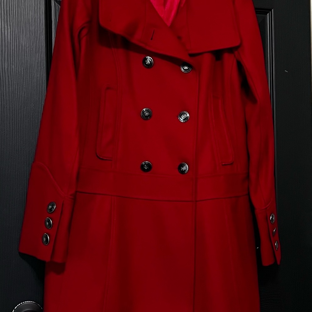 Guess Los Angeles red wool peacoat size large